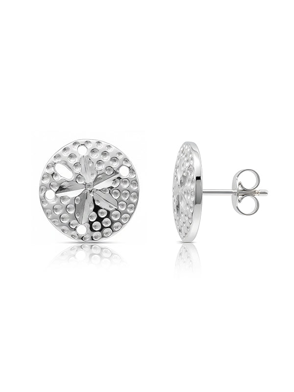 Round Dome Shape Textured Silver Stud Earrings