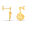 925 Sterling Silver 14K Gold-Plated Light weight Seashell Clam Drop Dangler Stud Earrings for Women Teen