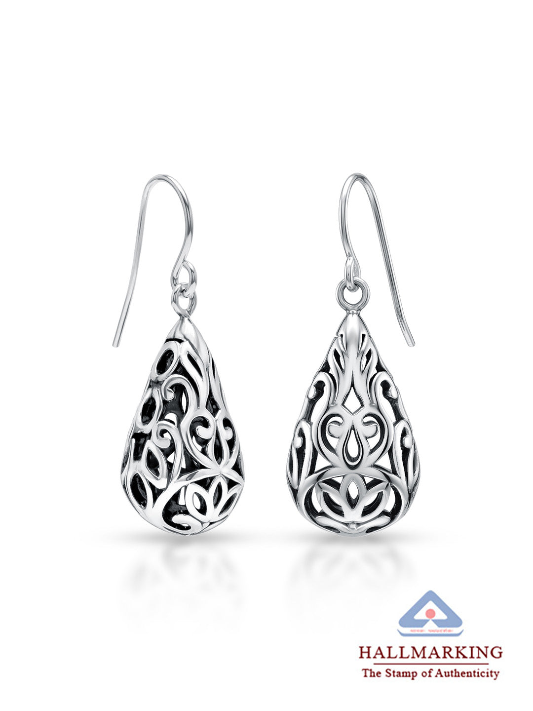 Antique Lacy Floral Teardrop Earrings