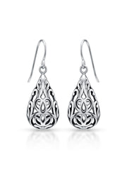Antique Lacy Floral Teardrop Earrings