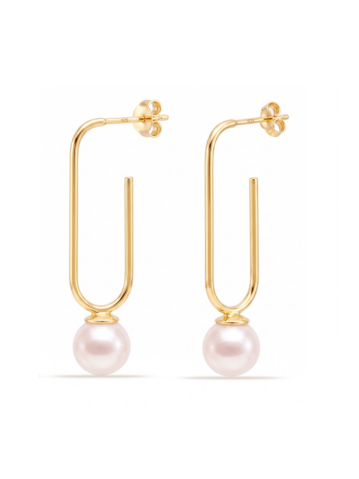 Gold-Plated Pearl Dangle Earrings