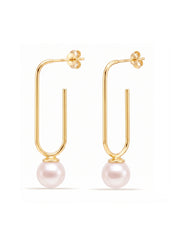 Gold-Plated Pearl Dangle Earrings
