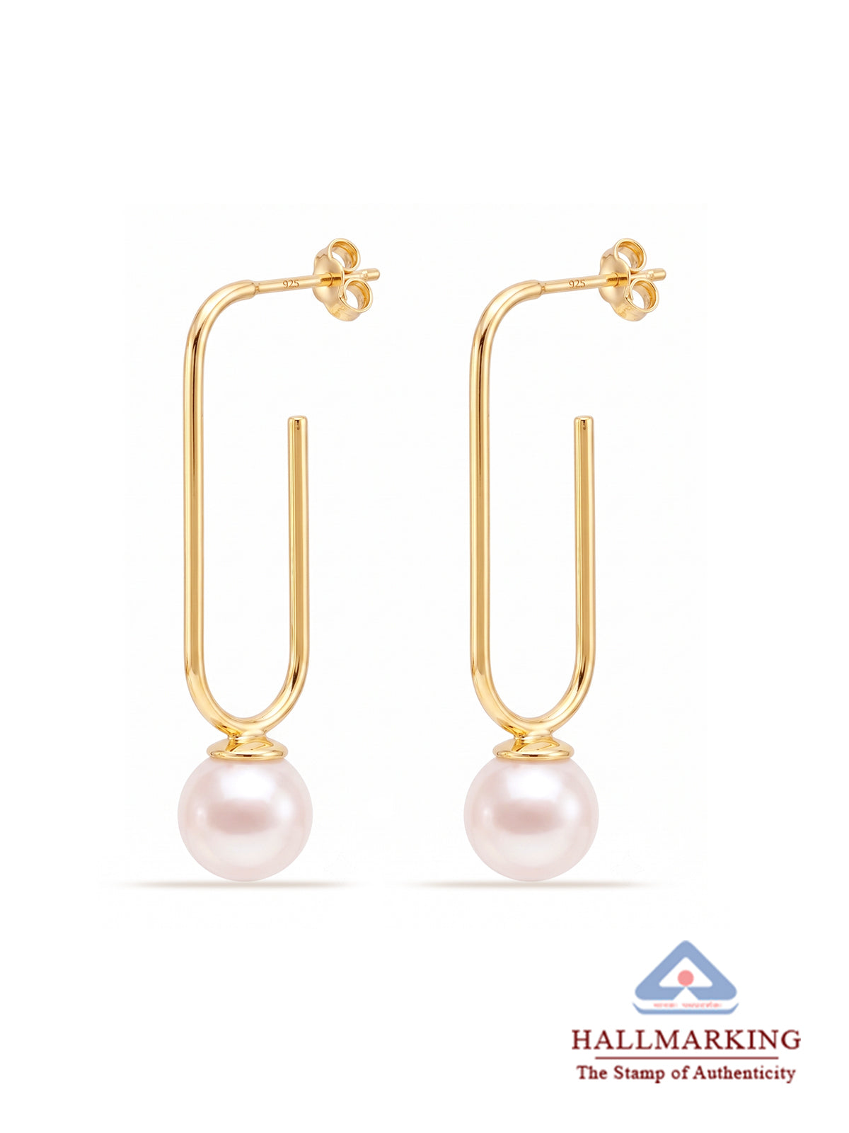 Gold-Plated Pearl Dangle Earrings