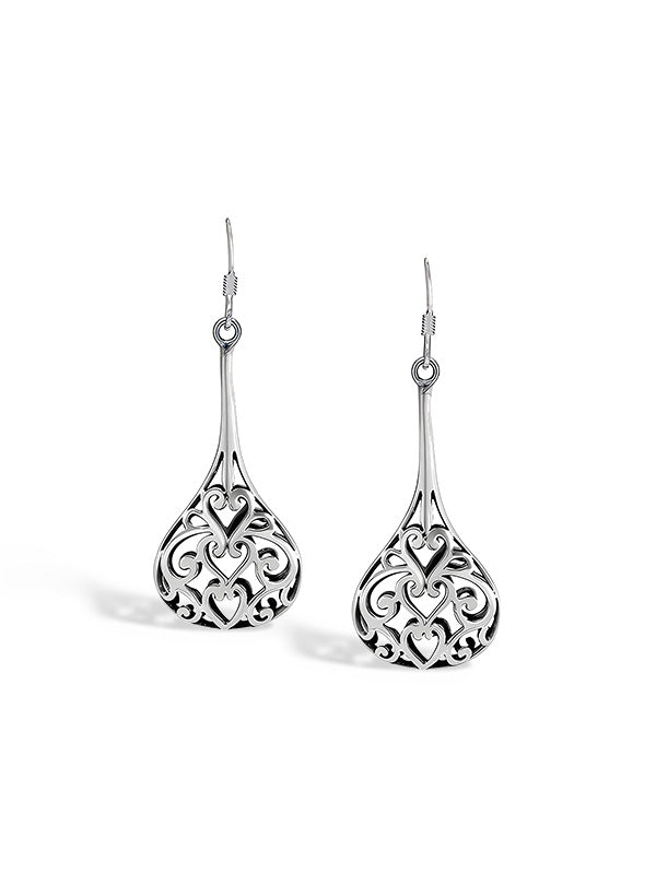 Antique Open Filigree Teardrop Earrings