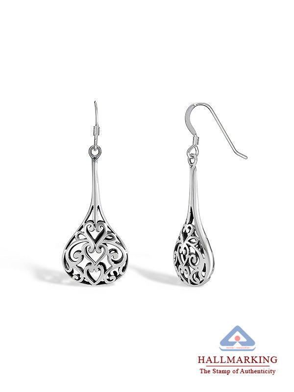 Antique Open Filigree Teardrop Earrings