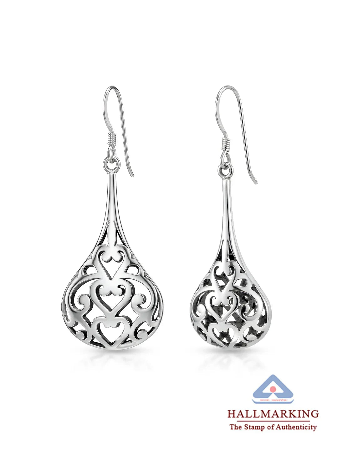 Antique Open Filigree Teardrop Earrings