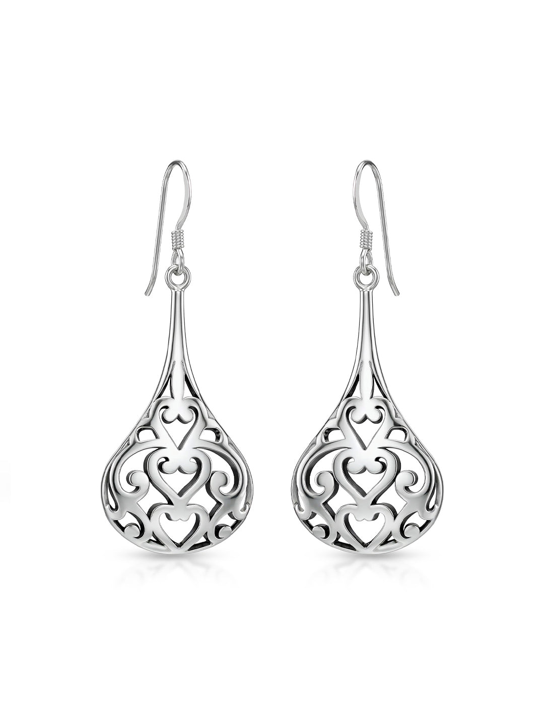 Antique Open Filigree Teardrop Earrings
