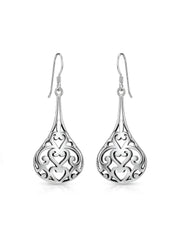 Antique Open Filigree Teardrop Earrings