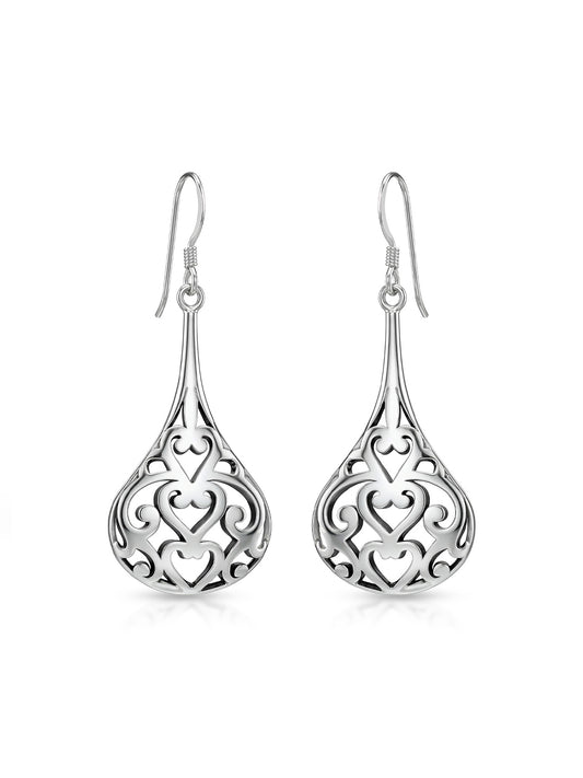 Antique Open Filigree Teardrop Earrings