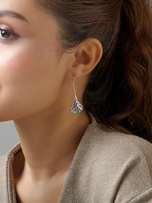 Antique Open Filigree Teardrop Earrings