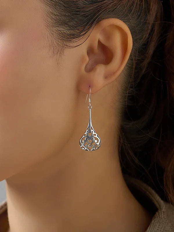 Antique Open Filigree Teardrop Earrings