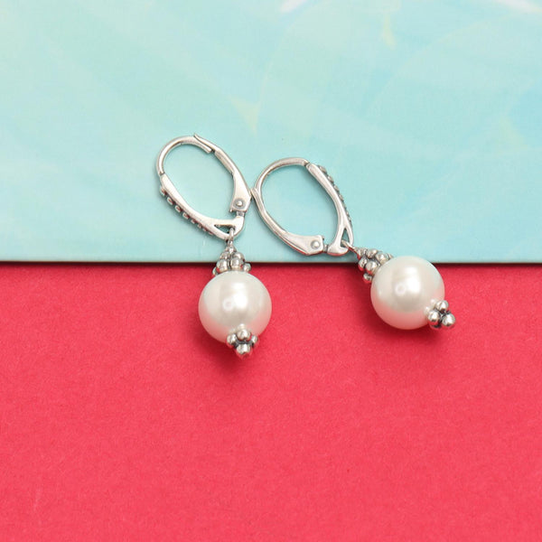 925 Sterling Silver Drop Dangle Cavier Pearl Earring for Teen and Women