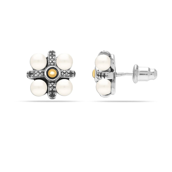 925 Sterling Silver Four Pearl Stud Earrings/Cavier Pearl Earring for Women