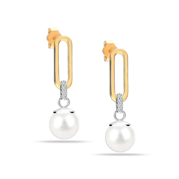 925 Sterling Silver Simulated Shell Pearl Drop Stud Earrings for Women