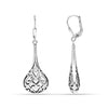 925 Sterling Silver Jewellery Antique Filigree Bali Inspired Lever-Back Drop Dangle Earrings for Women