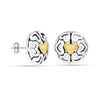 925 Sterling Silver Jewellery Round Antique Dome Heart Two-Tone Stud Earrings for Women
