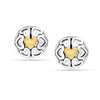 925 Sterling Silver Jewellery Round Antique Dome Heart Two-Tone Stud Earrings for Women