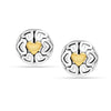 925 Sterling Silver Round Antique Dome Heart Two-Tone Omega-Clip Back Stud Earrings for Women