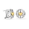 925 Sterling Silver Round Antique Dome Heart Two-Tone Omega-Clip Back Stud Earrings for Women