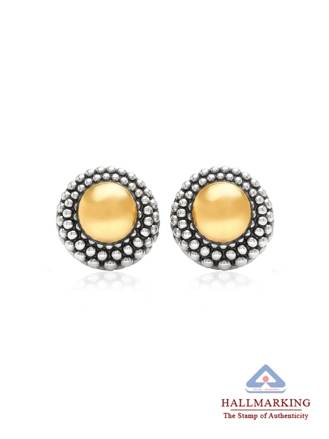 Dual Tone Omega Stud Earrings