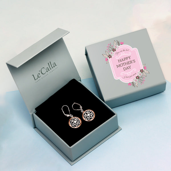 925 Sterling Silver Jewellery Two-Tone Celtic-Knot Drop Dangle Earrings With Premium Mother's Day Gift Box for Women