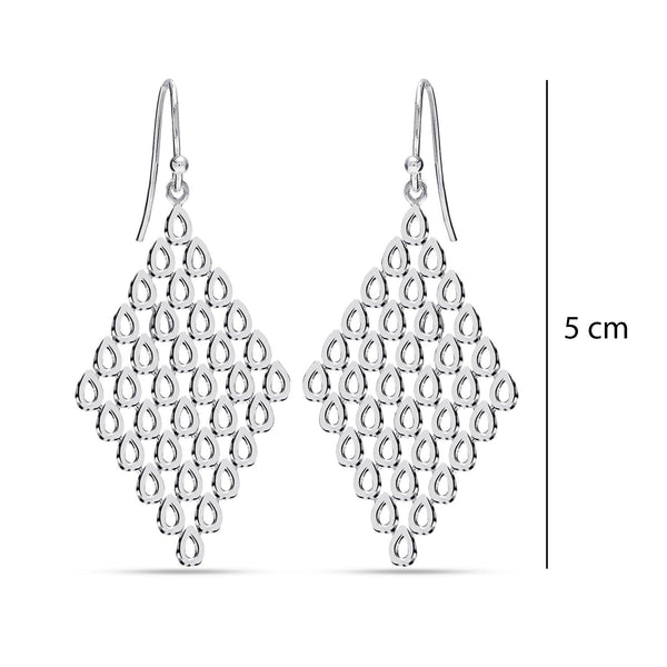 925 Sterling Silver Long Diamond-Shape Chandelier Drop Dangle Earrings for Women