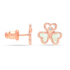 Rose Gold-Plated Mother of Pearl Happy Hearts Wings Stud Earrings for Women Teen in925 Sterling Silver