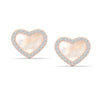 925 Sterling Silver Mother of Pearl CZ Heart Stud Earrings for Teen Women