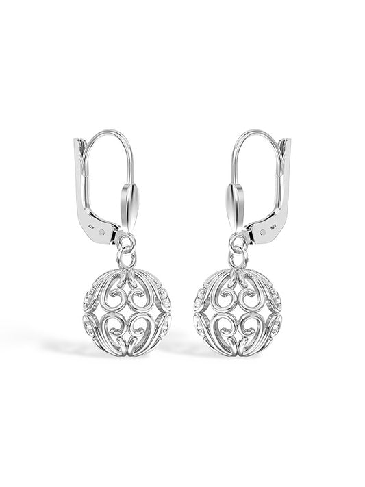 Heart Filigree Ball Leverback Earrings