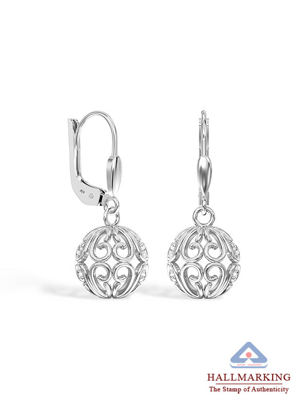 Heart Filigree Ball Leverback Earrings