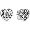 925 Sterling Silver Family Tree Heart Stud Earrings for Women