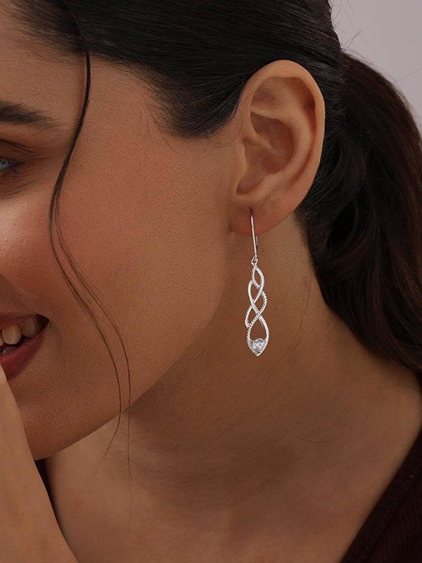 Silver Infinity Knot Drop Earrings