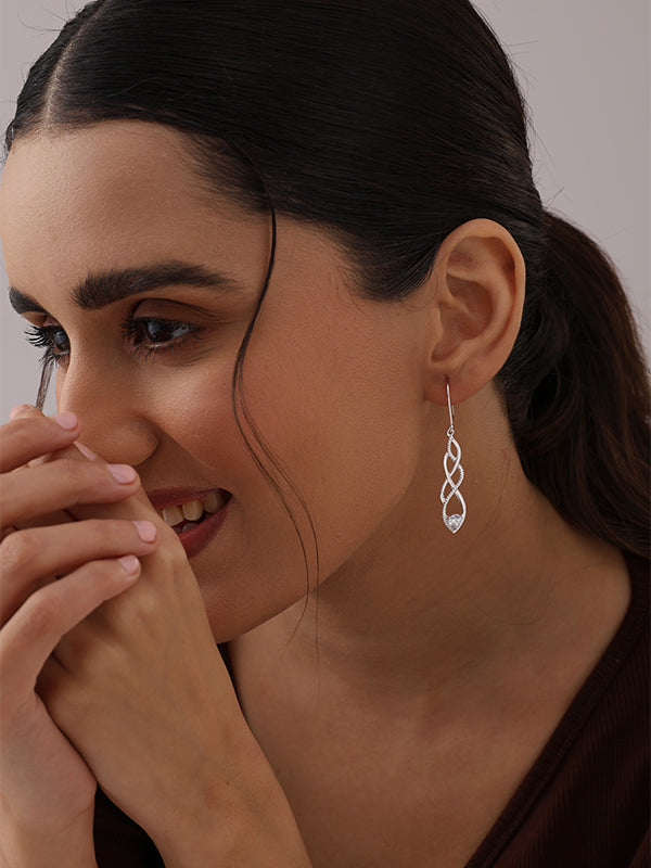 Silver Infinity Knot Drop Earrings