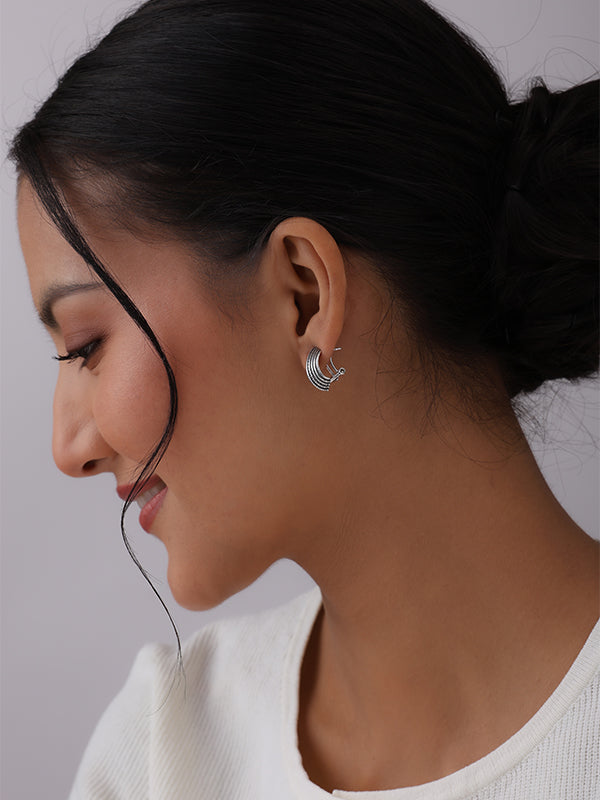 Antique Textured Curve Omega Earrings