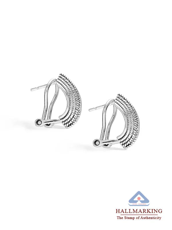 Antique Textured Curve Omega Earrings