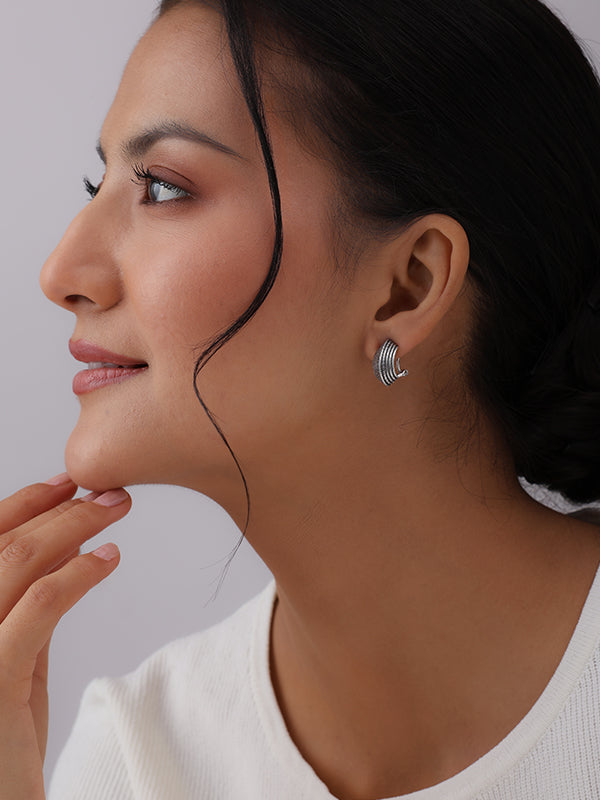 Antique Textured Curve Omega Earrings