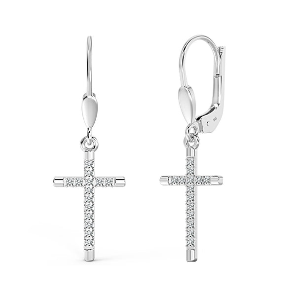 925 Sterling Silver 14K Gold-Plated Mother of Pearl CZ Three Clover Flower Drop Dangle Earrings for Women Teen