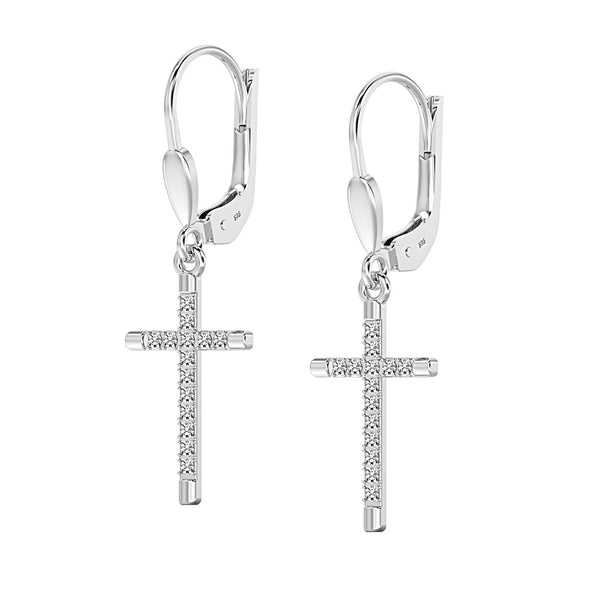 925 Sterling Silver 14K Gold-Plated Mother of Pearl CZ Three Clover Flower Drop Dangle Earrings for Women Teen