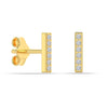 925 Sterling Silver 14K Gold-Plated CZ Bar Stud Earrings in for Women Teen