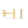 925 Sterling Silver 14K Gold-Plated CZ Bar Stud Earrings in for Women Teen
