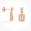 925 Sterling Silver Rose Gold-Plated Square CZ Stud Earrings for Teen Women