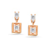 925 Sterling Silver Rose Gold-Plated Square CZ Stud Earrings for Teen Women