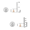 925 Sterling Silver Rose Gold-Plated Square CZ Stud Earrings for Teen Women