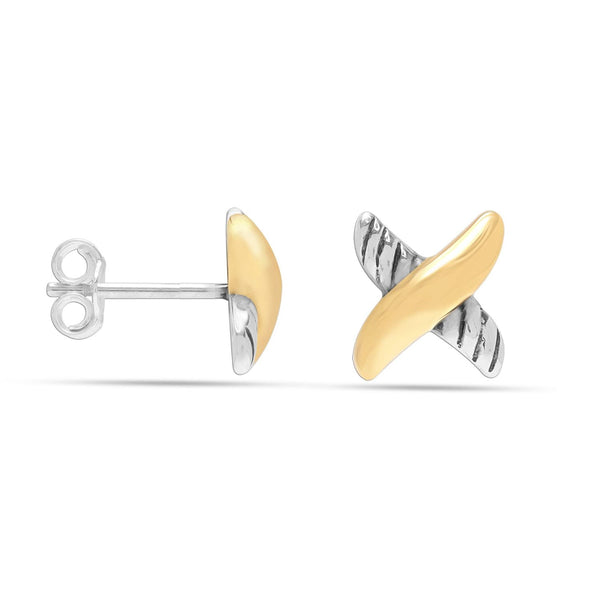 925 Sterling Sliver 18K Gold-Plated X Stud Earrings for Women Teen