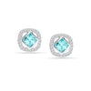 925 Sterling Silver Aquamarine CZ Square Stud Earrings for Women Teen