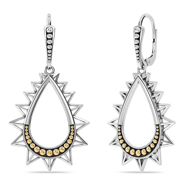 925 Sterling Silver 18K Gold-Plated Open Pyramid Drop Dangle Leverback Earrings for Women Teen