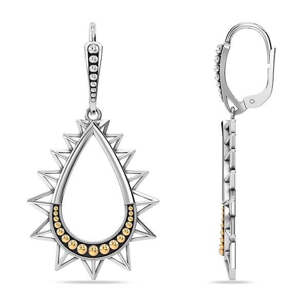 925 Sterling Silver 18K Gold-Plated Open Pyramid Drop Dangle Leverback Earrings for Women Teen