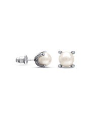 Pearl CZ Accent Stud Earrings