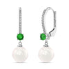 925 Sterling Silver Italian Design Simulated Pearl Gemstone Leverback Drop Dangle Earrings for Women Teen