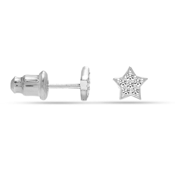925 Sterling Silver CZ Star Stud Earrings for Men